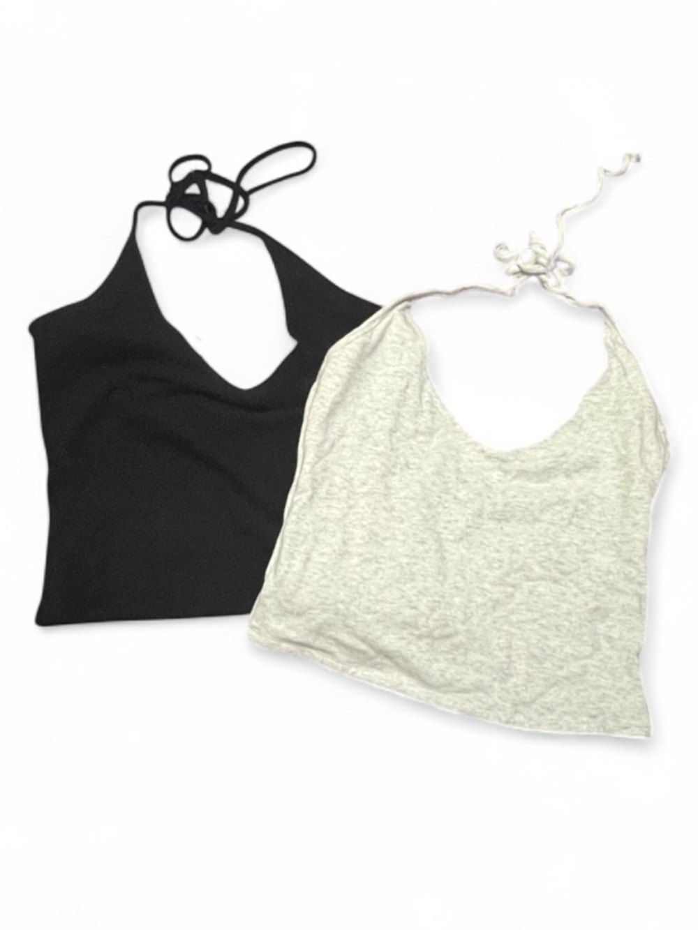 2 Garage Halter Crop Tops, Black & Grey Size Medium